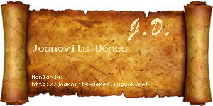 Joanovits Dénes névjegykártya